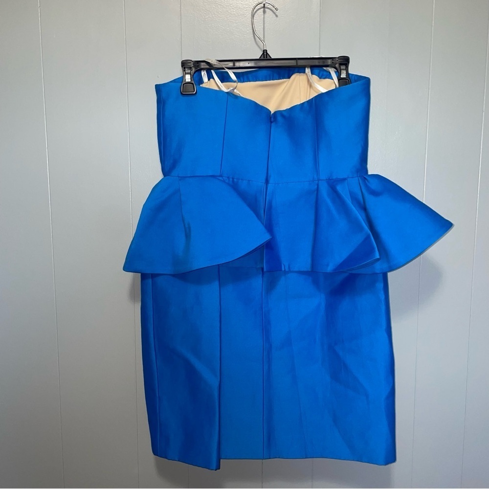 Halston Heritage NWT Strapless Dress with Peplum in Lapis Blue Size 8 - Picture 5 of 10